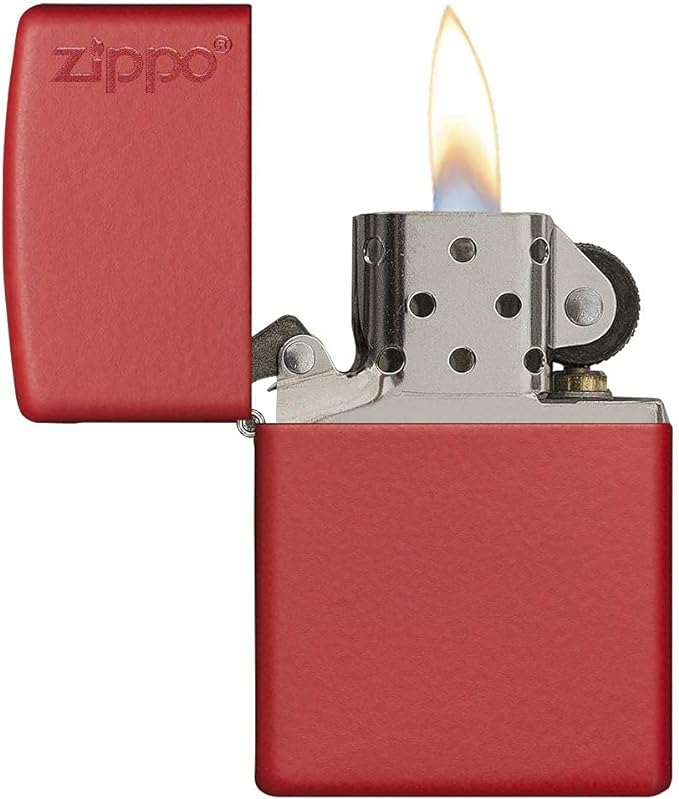 Zippo Red Matte Lighter Zippo Logo